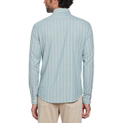Vertical Stripe Printed Shirt In Oil Blue