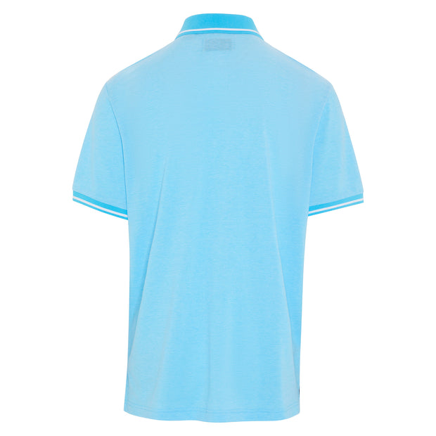 Birdseye Pique Tipped Polo Shirt In Aquarius