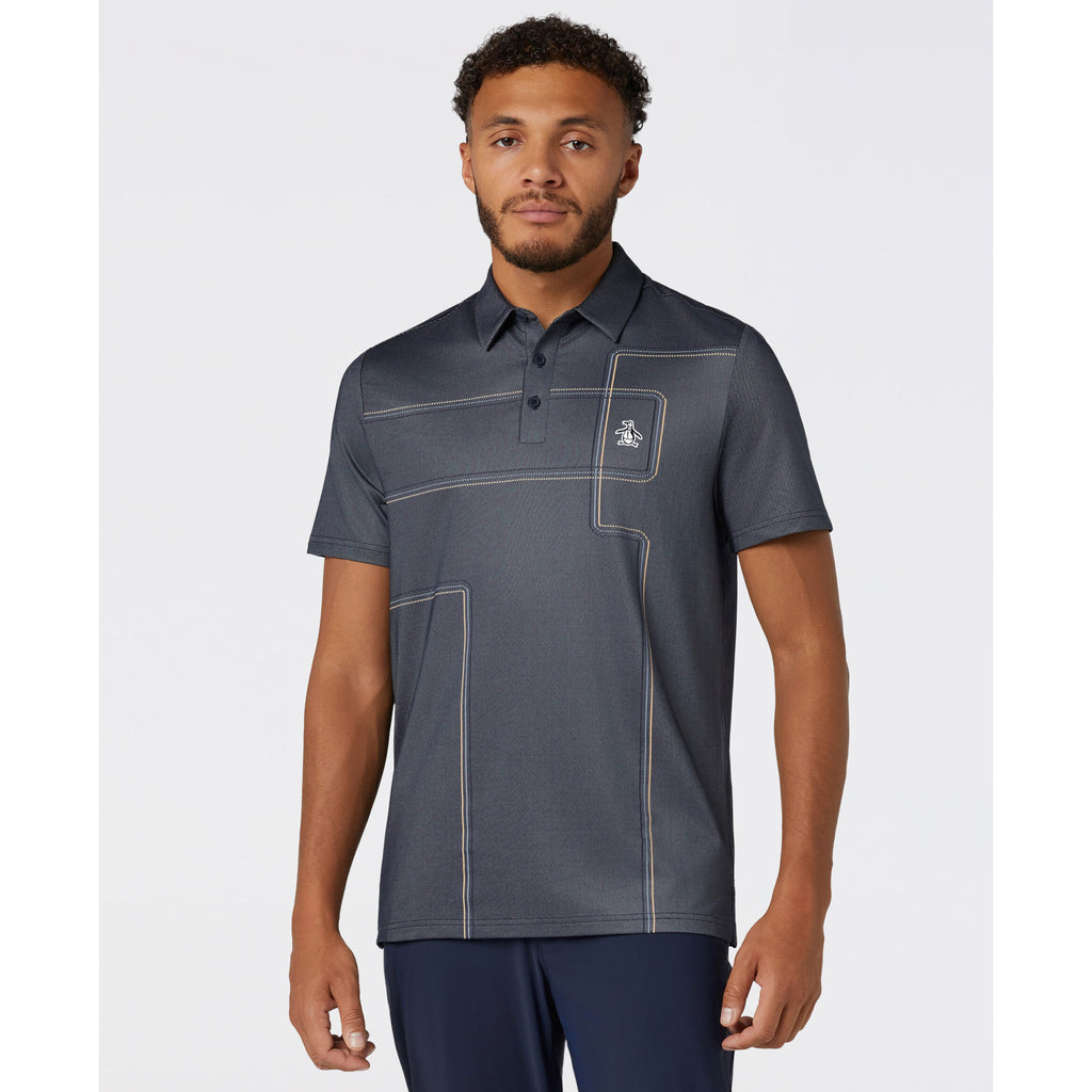 Snow Tracks Print Golf Polo Iris