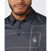 Snow Tracks Print Golf Polo Shirt (Black Iris) Detail