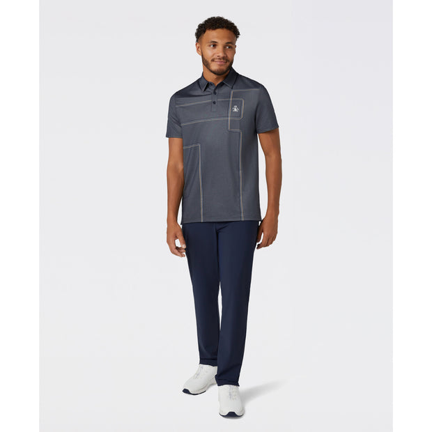 Snow Tracks Print Golf Polo Shirt (Black Iris) Styled