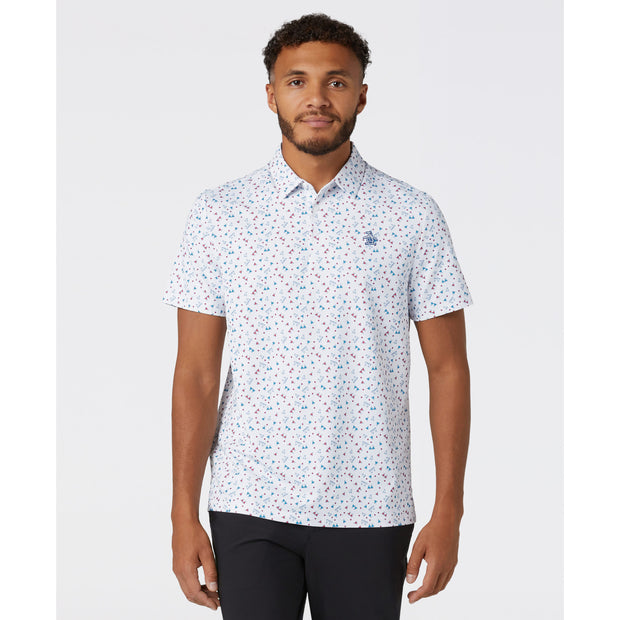 Sake-Tini Print Golf Polo (Bright White) Front