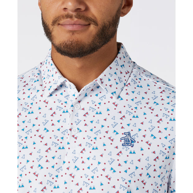 Sake-Tini Print Golf Polo (Bright White) Detail