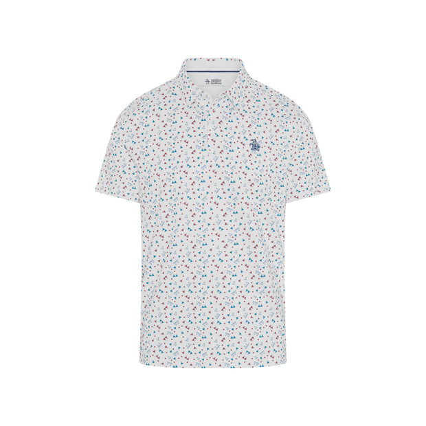Sake-Tini Print Golf Polo (Bright White) Flat