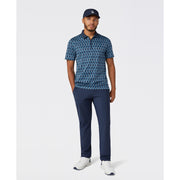 Heritage Jacquard Colour Block Golf Polo Shirt (Black Iris) Styled