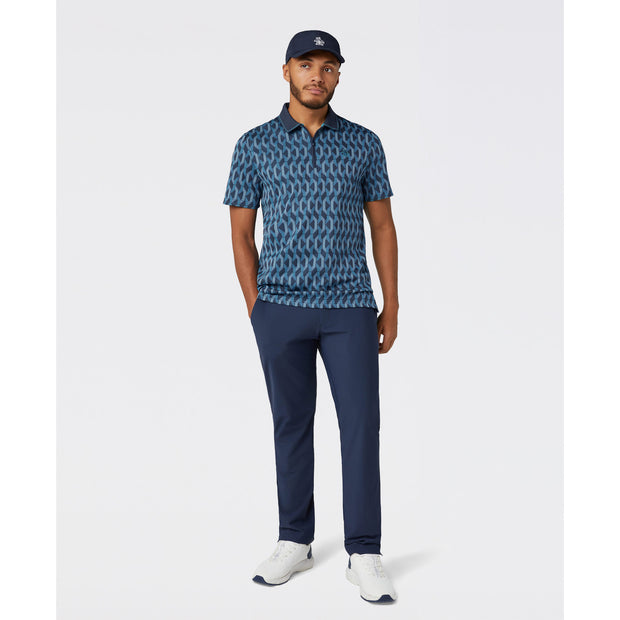 Heritage Jacquard Colour Block Golf Polo Shirt (Black Iris) Styled