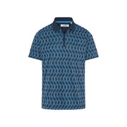 Heritage Jacquard Colour Block Golf Polo Shirt (Black Iris) Flat