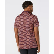 Heritage Jacquard Colour Block Golf Polo Shirt (Mauve Wine) Back