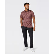 Heritage Jacquard Colour Block Golf Polo Shirt (Mauve Wine) Styled