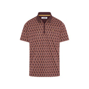 Heritage Jacquard Colour Block Golf Polo Shirt (Mauve Wine) Flat