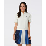 Women's Laser Cut Floral Golf Shirt (Silver Birch)