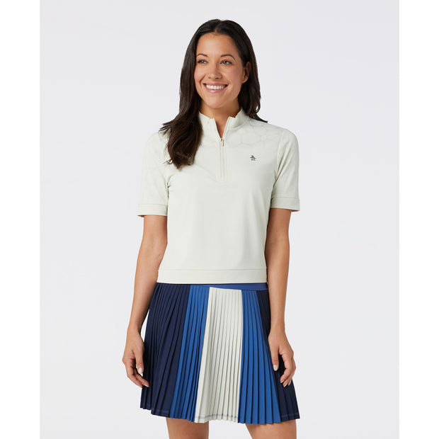 Women's Laser Cut Floral Golf Shirt (Silver Birch)