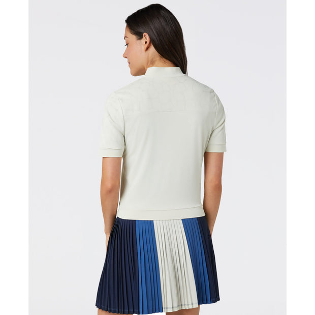 Women's Laser Cut Floral Golf Shirt (Silver Birch)