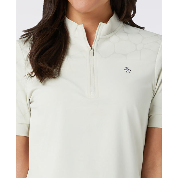 Women's Laser Cut Floral Golf Shirt (Silver Birch)