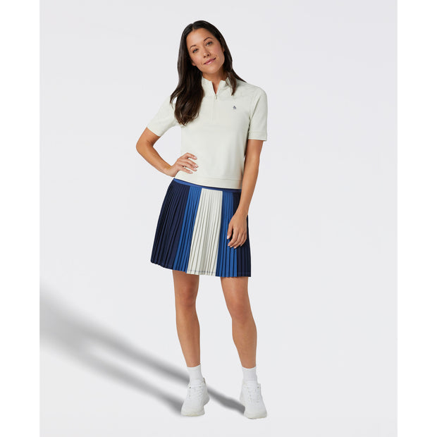 Women's Laser Cut Floral Golf Shirt (Silver Birch)