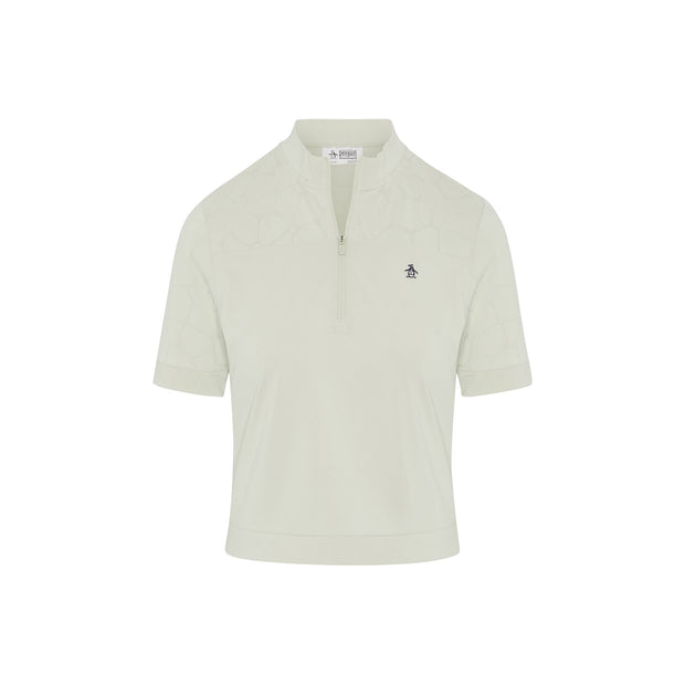 Women's Laser Cut Floral Golf Shirt (Silver Birch)