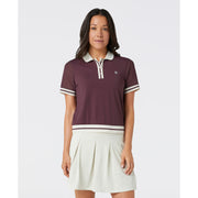 Women's Colourblock Golf Polo Shirt (Mauve Wine)