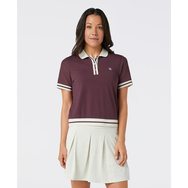 Women's Colourblock Golf Polo Shirt (Mauve Wine)