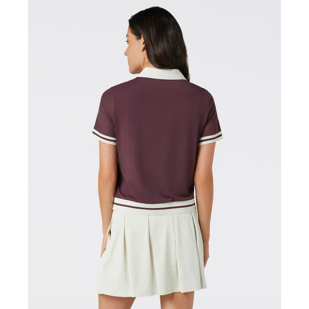 Women's Colourblock Golf Polo Shirt (Mauve Wine)