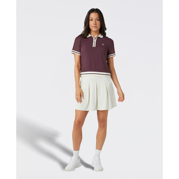 Women's Colourblock Golf Polo Shirt (Mauve Wine)