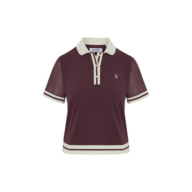 Women's Colourblock Golf Polo Shirt (Mauve Wine)
