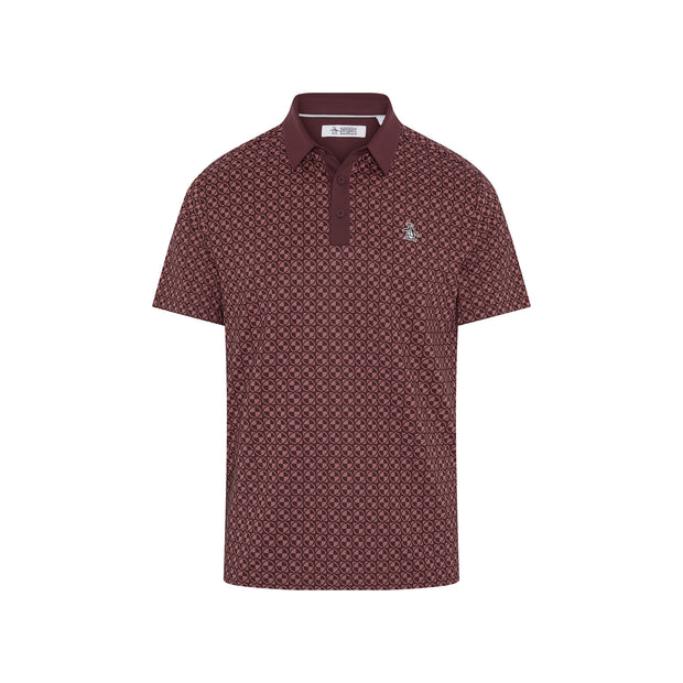 Geo Colour Block Golf Polo (Mauve Wine) Flat