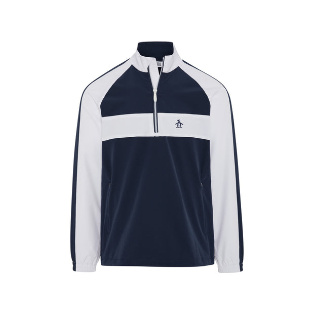 Quarter Zip Colour Block Golf Jacket (Black Iris) Flat