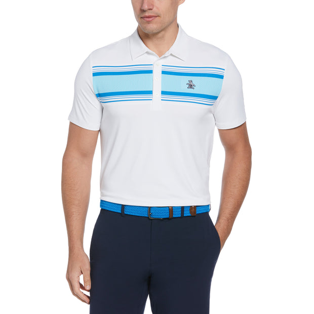 Jack Heritage Stripe Print Short Sleeve Golf Polo Shirt In Bright White