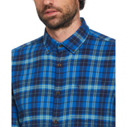 Long Sleeve Flannel Plaid Shirt In Classic Blue