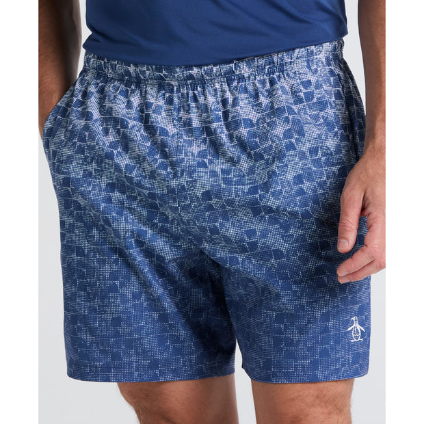 Graphic Print Performance Tennis Shorts (True Navy) Front Detail