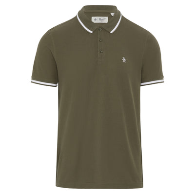 Short Sleeve Polo Shirt With Contrast Tipping In Grape Leaf