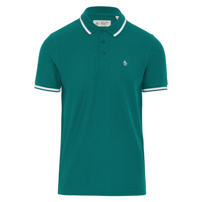 Short Sleeve Polo Shirt With Contrast Tipping In Pacific