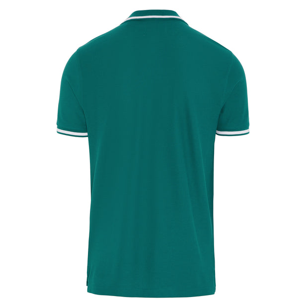 Short Sleeve Polo Shirt With Contrast Tipping In Pacific