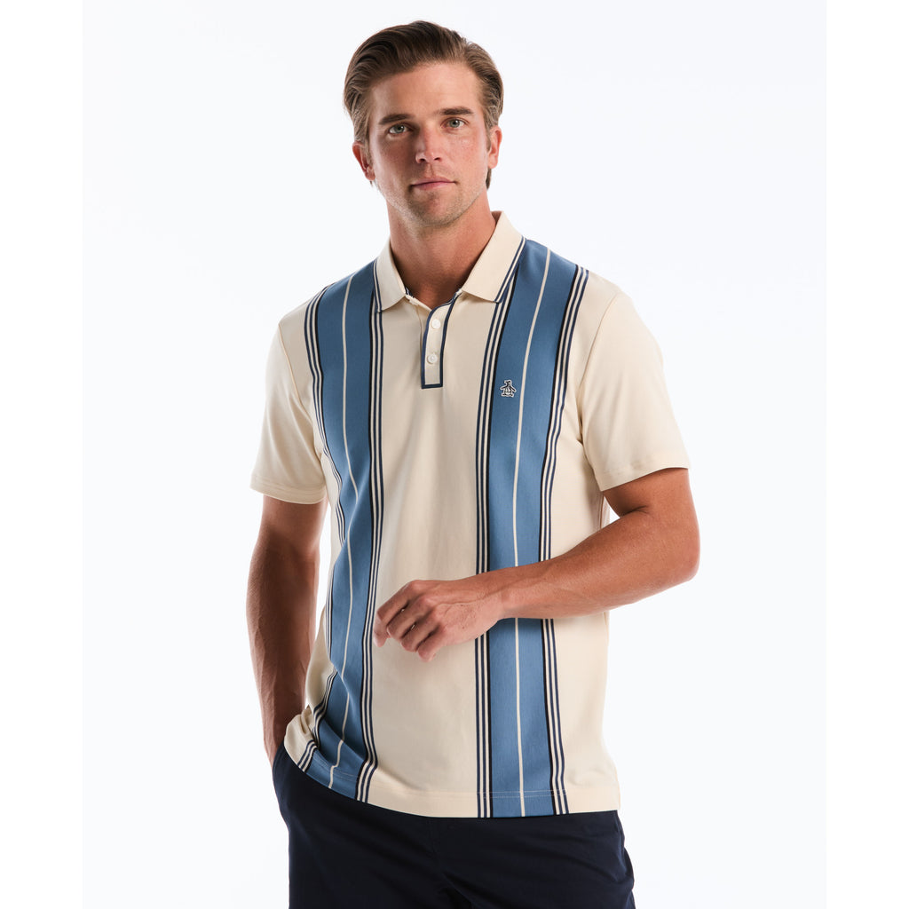Jacquard Vertical Stripe Polo Shirt Birch