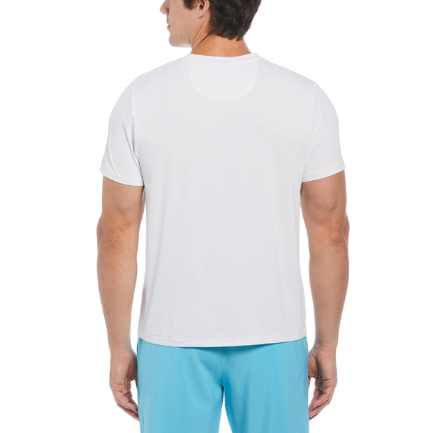 Marble Print Performance Short Sleeve Tennis T-Shirt In Bright White