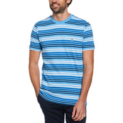 Short Sleeve Interlock Engineered Stripe T-Shirt In Azure Blue
