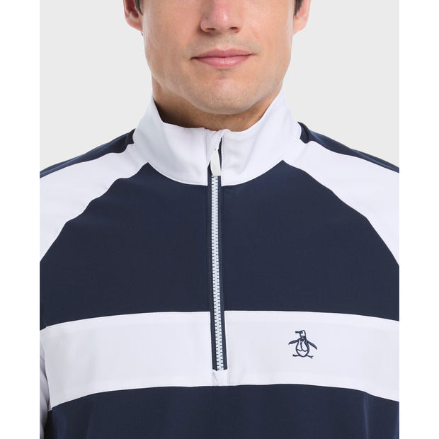 Quarter Zip Colour Block Golf Jacket (Black Iris) Detail