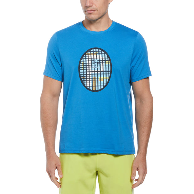 Grid Graphic Tennis T-Shirt In Mediterranian Blue