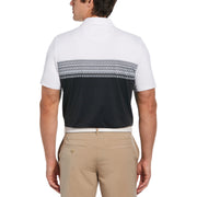 Penguin Stripe Block Print Short Sleeve Golf Polo Shirt In Bright White