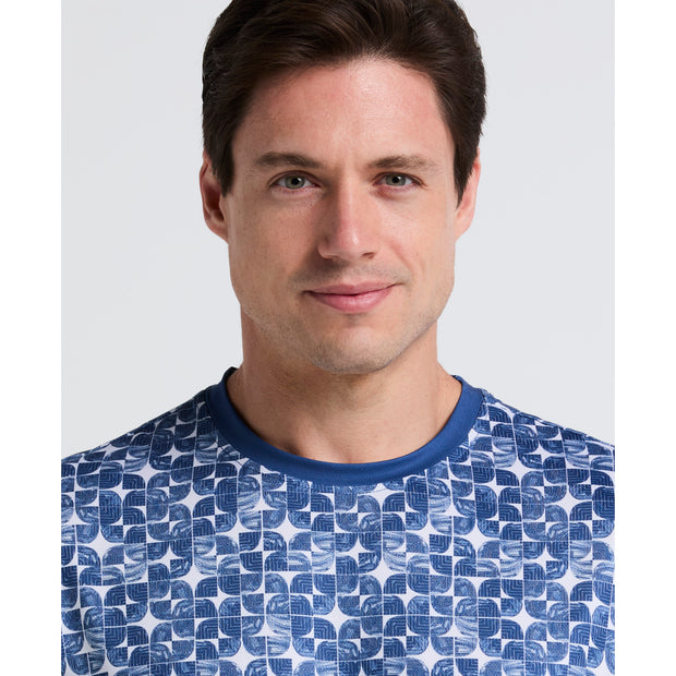 Blocked Graphic Performance Tennis T-Shirt (True Navy) Detail