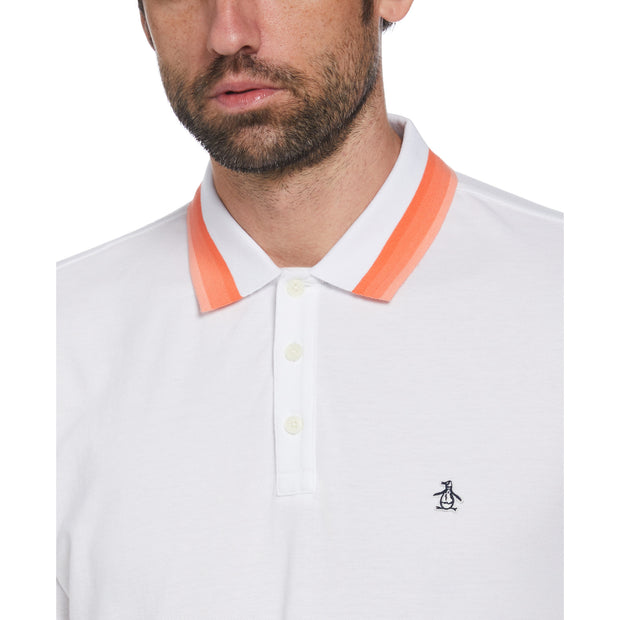 Pique Polo Shirt With Tipping In Bright White