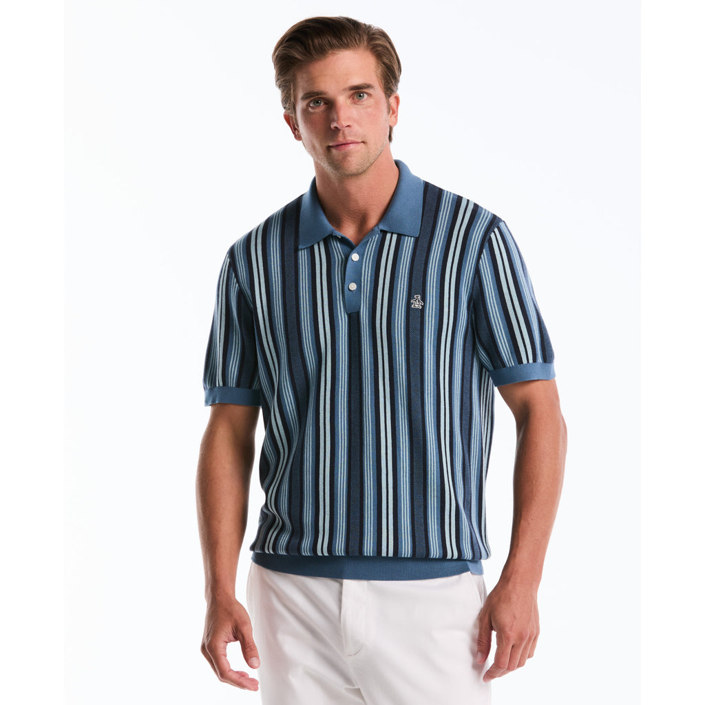 Jacquard Vertical Stripe Sweater Polo Copen