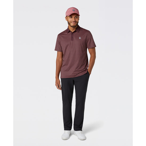 Geo Colour Block Golf Polo (Mauve Wine) Styled