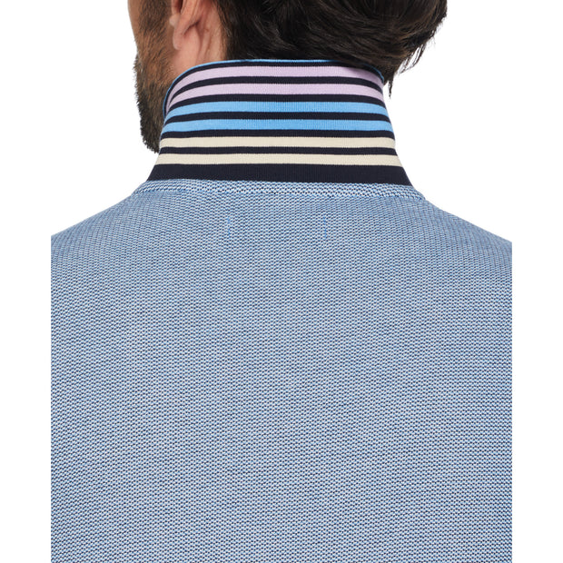 Short Sleeve Birdseye Polo Shirt In Azure Blue