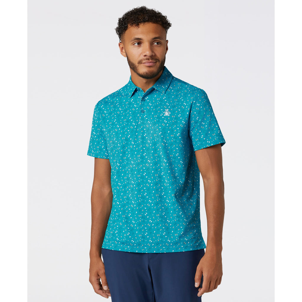 Sake Tini Print Golf Polo Caribbean Sea
