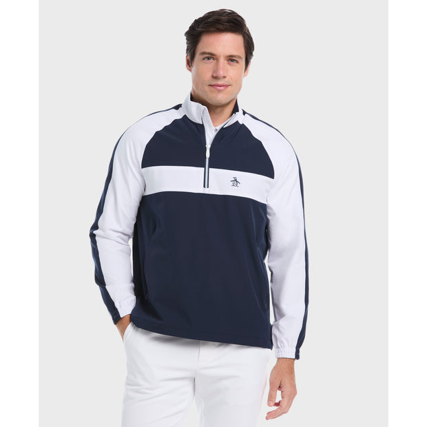 Quarter Zip Colour Block Golf Jacket (Black Iris) Front