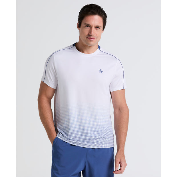 Ombre Net Graphic Performance Tennis T-Shirt (Bright White) Front