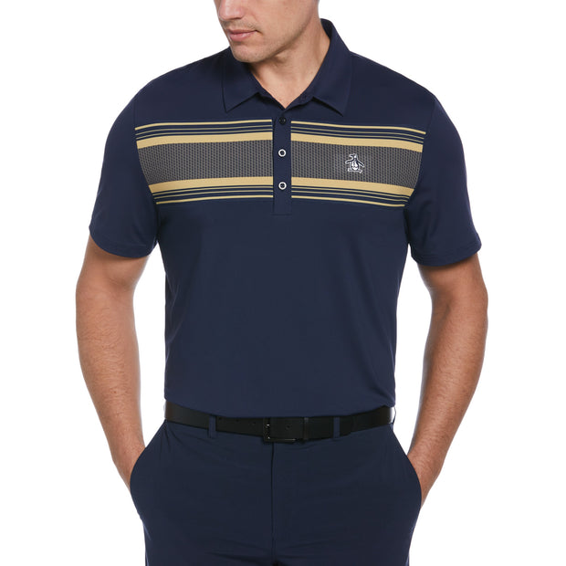 Jack Heritage Stripe Print Short Sleeve Golf Polo Shirt In Black Iris