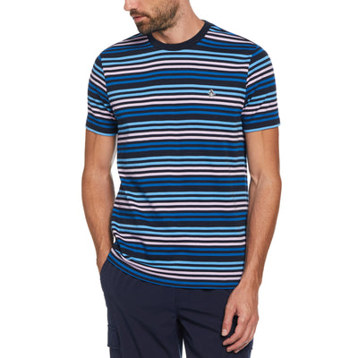 Short Sleeve Interlock Engineered Stripe T-Shirt In Dark Sapphire