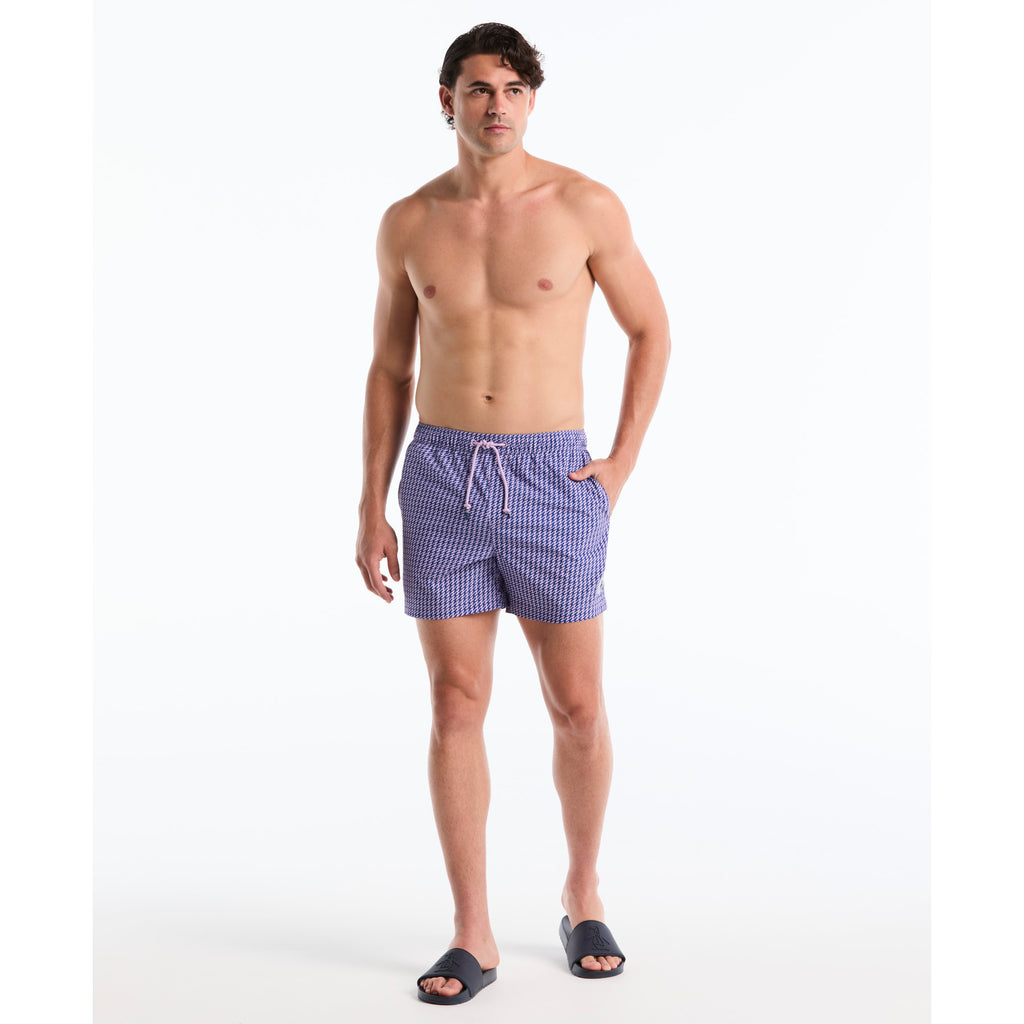 Wavy Lines Print Swim Shorts Mazarine